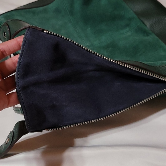 Tignanello Green Suede Leather Shoulder Handbag - Picture 5 of 9